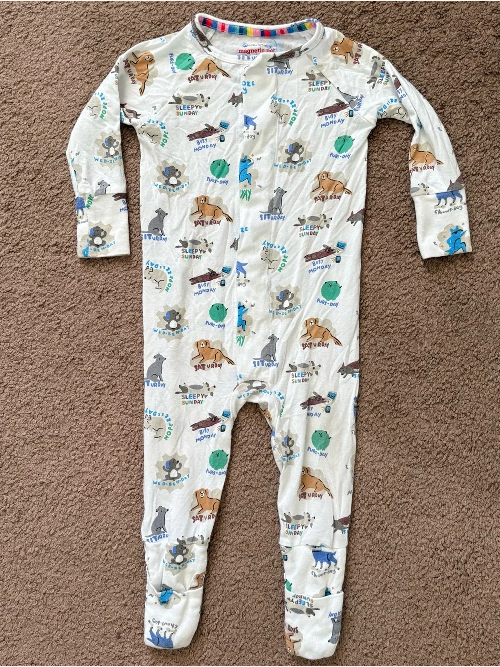 Magnetic Me Footed Modal Sleeper Magnetic Closure Dog Print 9-12 Months